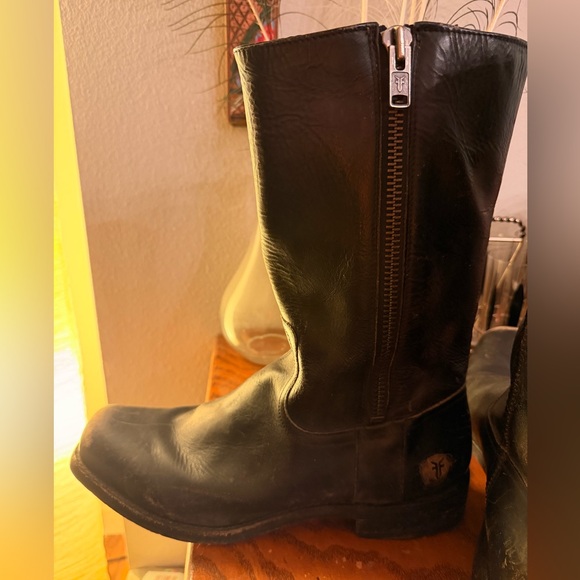 Frye Black Leather Square Toe Boots - Picture 6 of 10